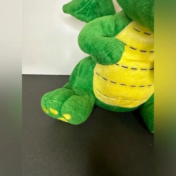 Aurora Green Dragon Plush Stuffed Animal Yellow Eyes Belly Wings Tooth - Picture 3 of 11
